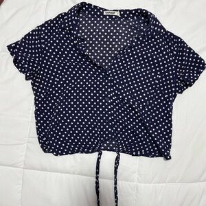Garage Navy and White Polka Dot Blouse